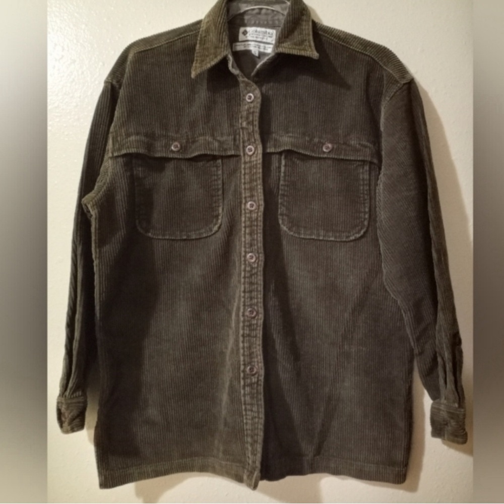 COLUMBIA Jacket Size Large Olive Courdroy